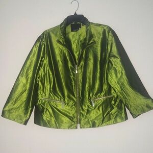 Carlisle plus size 18 green silk taffeta zip-up jacket